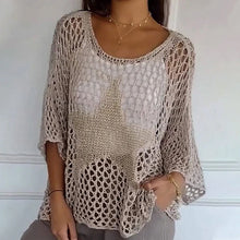 Indlæs billede til gallerivisning Five-Star hule hæklede toppe med rund hals
