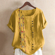 Indlæs billede til gallerivisning Broderet skjorte i bomuld og linned