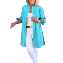 Indlæs billede til gallerivisning Ensfarvede lange bomuldsskjortejakker