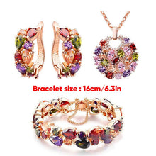 Indlæs billede til gallerivisning Colored Zircon Jewelry Set (Earrings+Necklace+Bracelet)