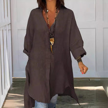 Indlæs billede til gallerivisning Sommer afslappet bomuld linned V-hals skjorte
