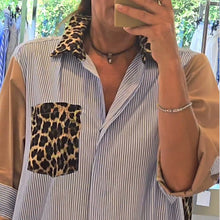 Indlæs billede til gallerivisning Løs skjortekjole med patchwork og striber