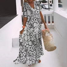 Indlæs billede til gallerivisning Kortærmet kjole med tryk