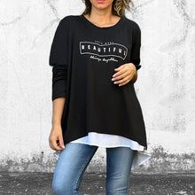 Indlæs billede til gallerivisning Bogstav Rund hals Faux todelt T-shirt