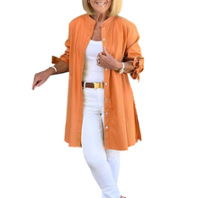 Indlæs billede til gallerivisning Ensfarvede lange bomuldsskjortejakker