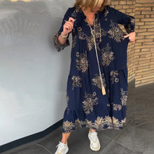 Indlæs billede til gallerivisning V-hals Vintage løs kjole