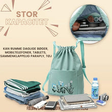 Indlæs billede til gallerivisning Broderet skuldertaske med lomme med snøre