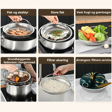 Indlæs billede til gallerivisning Multifunktionel afløbskurv til dampkoger i rustfrit stål