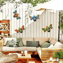 Indlæs billede til gallerivisning Kunstskulptur af jernbi hængende vægdekorationer til haven