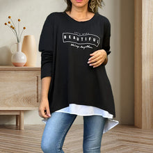 Indlæs billede til gallerivisning Bogstav Rund hals Faux todelt T-shirt