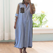 Indlæs billede til gallerivisning Løs skjortekjole med patchwork og striber