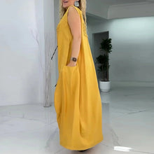 Indlæs billede til gallerivisning Afslappet ærmeløs maxikjole med abstrakt tryk