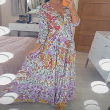 Indlæs billede til gallerivisning Afslappet kjole med blomsterprint og V-hals