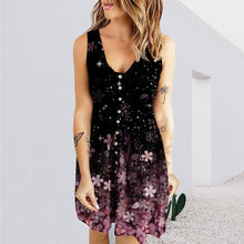 Indlæs billede til gallerivisning Kvinders ærmeløs minikjole med blomstret print med skift