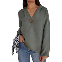 Indlæs billede til gallerivisning Sweatshirt med hætte og V-udskæring med en enkelt knap