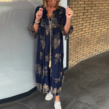 Indlæs billede til gallerivisning V-hals Vintage løs kjole