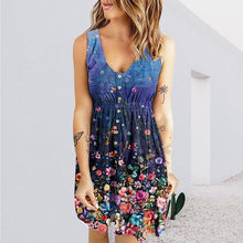 Indlæs billede til gallerivisning Kvinders ærmeløs minikjole med blomstret print med skift