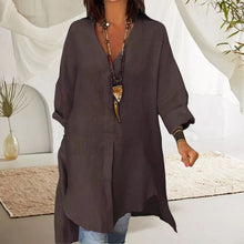 Indlæs billede til gallerivisning Sommer afslappet bomuld linned V-hals skjorte