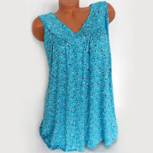 Indlæs billede til gallerivisning Lille blomstret mønster v-hals ærmeløs linned
