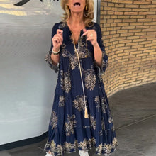 Indlæs billede til gallerivisning V-hals Vintage løs kjole