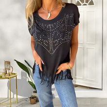 Indlæs billede til gallerivisning Kortærmet t-shirt med rund hals og kvast