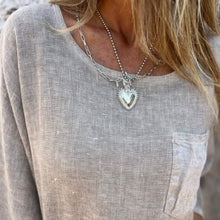 Indlæs billede til gallerivisning Lomme Casual bomuld hør Crew Neck T-shirt