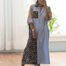 Indlæs billede til gallerivisning Løs skjortekjole med patchwork og striber