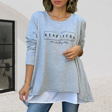 Indlæs billede til gallerivisning Bogstav Rund hals Faux todelt T-shirt