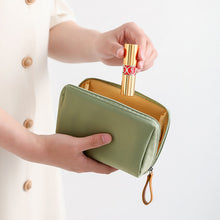 Indlæs billede til gallerivisning Ensfarvet kosmetiktaske med dobbelt lynlås