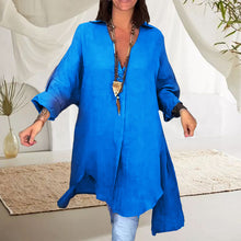 Indlæs billede til gallerivisning Sommer afslappet bomuld linned V-hals skjorte