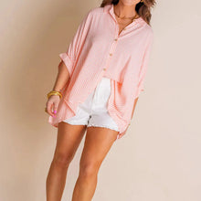 Indlæs billede til gallerivisning Helt ny løs stribet baggy knapskjorte