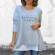 Indlæs billede til gallerivisning Bogstav Rund hals Faux todelt T-shirt