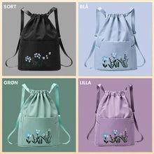 Indlæs billede til gallerivisning Broderet skuldertaske med lomme med snøre