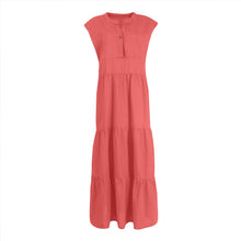 Indlæs billede til gallerivisning Lang kjole med V-hals og knapper uden ærmer til kvinder