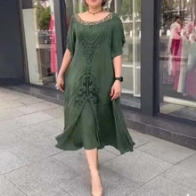 Indlæs billede til gallerivisning Patchwork-kjole med blondekant