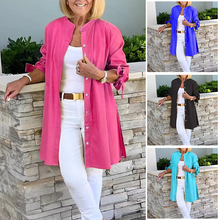 Indlæs billede til gallerivisning Ensfarvede lange bomuldsskjortejakker