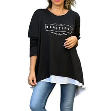 Indlæs billede til gallerivisning Bogstav Rund hals Faux todelt T-shirt