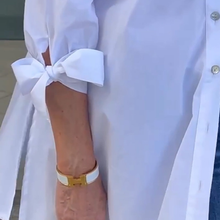 Indlæs billede til gallerivisning Ensfarvede lange bomuldsskjortejakker