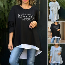 Indlæs billede til gallerivisning Bogstav Rund hals Faux todelt T-shirt