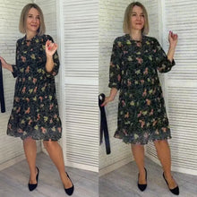 Indlæs billede til gallerivisning Afslappet lang nederdel med ahornblad-print og ingen linning