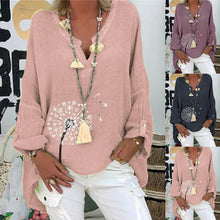 Indlæs billede til gallerivisning Mælkebøtte-skjorte i bomuld og hør i stor størrelse