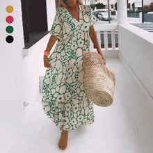 Indlæs billede til gallerivisning Kortærmet kjole med tryk