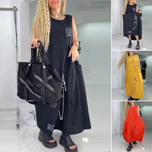 Indlæs billede til gallerivisning Afslappet ærmeløs maxikjole med abstrakt tryk