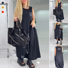 Indlæs billede til gallerivisning Afslappet ærmeløs maxikjole med abstrakt tryk