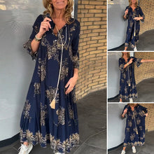 Indlæs billede til gallerivisning V-hals Vintage løs kjole