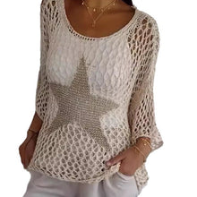 Indlæs billede til gallerivisning Five-Star hule hæklede toppe med rund hals