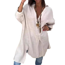Indlæs billede til gallerivisning Sommer afslappet bomuld linned V-hals skjorte