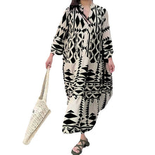 Indlæs billede til gallerivisning Ny Elegant trykt skjorte Boheme-kjole