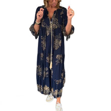 Indlæs billede til gallerivisning V-hals Vintage løs kjole