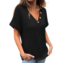 Indlæs billede til gallerivisning Kortærmet top med V-udskæring og nitter